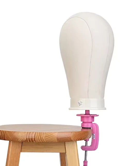 22" Canvas Mannequin Head – Wig Display & Styling Block with Stand - Image 2 of 4
