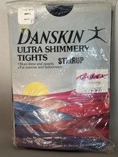 Vintage Danskin Ultra Shimmery Stirrup Leggings Womens Small Navy Made USA 80s