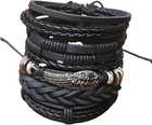 Men Leather Skull Bracelet Tiger Eye Obsidian Beaded Punk Gothic Cuff Gift for H 7445017249227