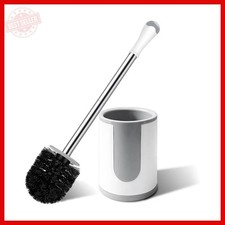 Compact Toilet Brush Holder Stainless Steel Handle Space Saving Storage