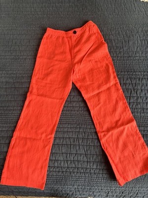 Mara Hoffman Womens 100% Linen Pants Size 0, Color Papaya, High Rise Pocket