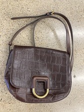 Fossil Stella Crossbody Crocodile Leather Shoulder Bag Brown