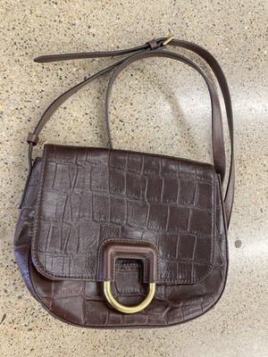 Fossil Stella Crossbody Crocodile Leather Shoulder Bag Brown