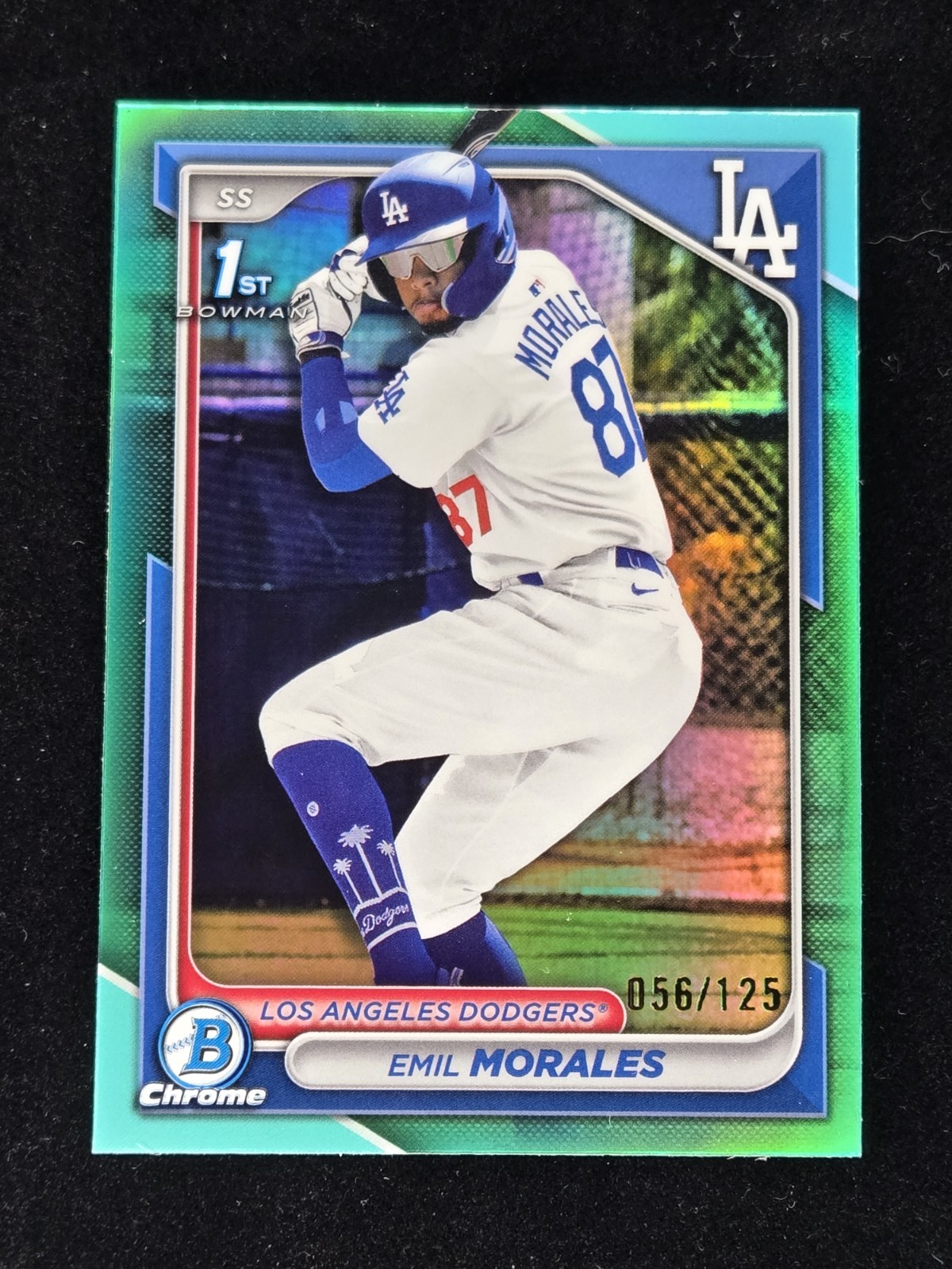 Emil Morales 2024 1st Bowman Chrome #BCP-221 Dodgers AQUA REFRACTOR 056/125
