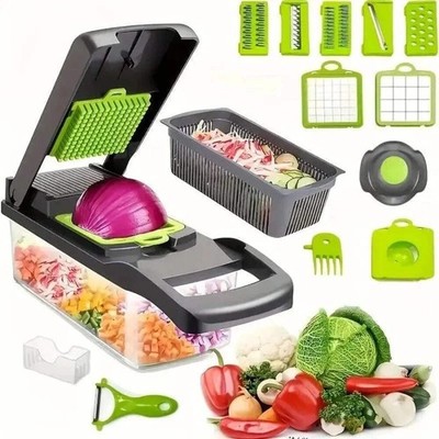 16-in-1 Veggie Slicer - 8 Blade, Stainless Steel Vegetable Prep Tool