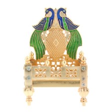 Brass Singhasan Peacock Idol Asan Throne Chowki Bajot Pooja Mandir Temple Seat
