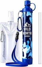 Water Filter Straw with Collapsible Bottle Portable Camping Survival Purifier