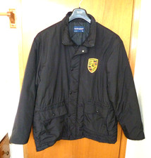 VINTAGE PORSCHE RACING BLACK PUFFER JACKET /COAT, USA XL