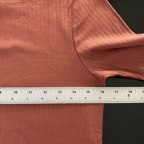 Uniqlo Ribbed Boat Neck Half Sleeve T-Shirt Damen M Pink 100% Cotton Fitted Tee - Bild 9 von 11