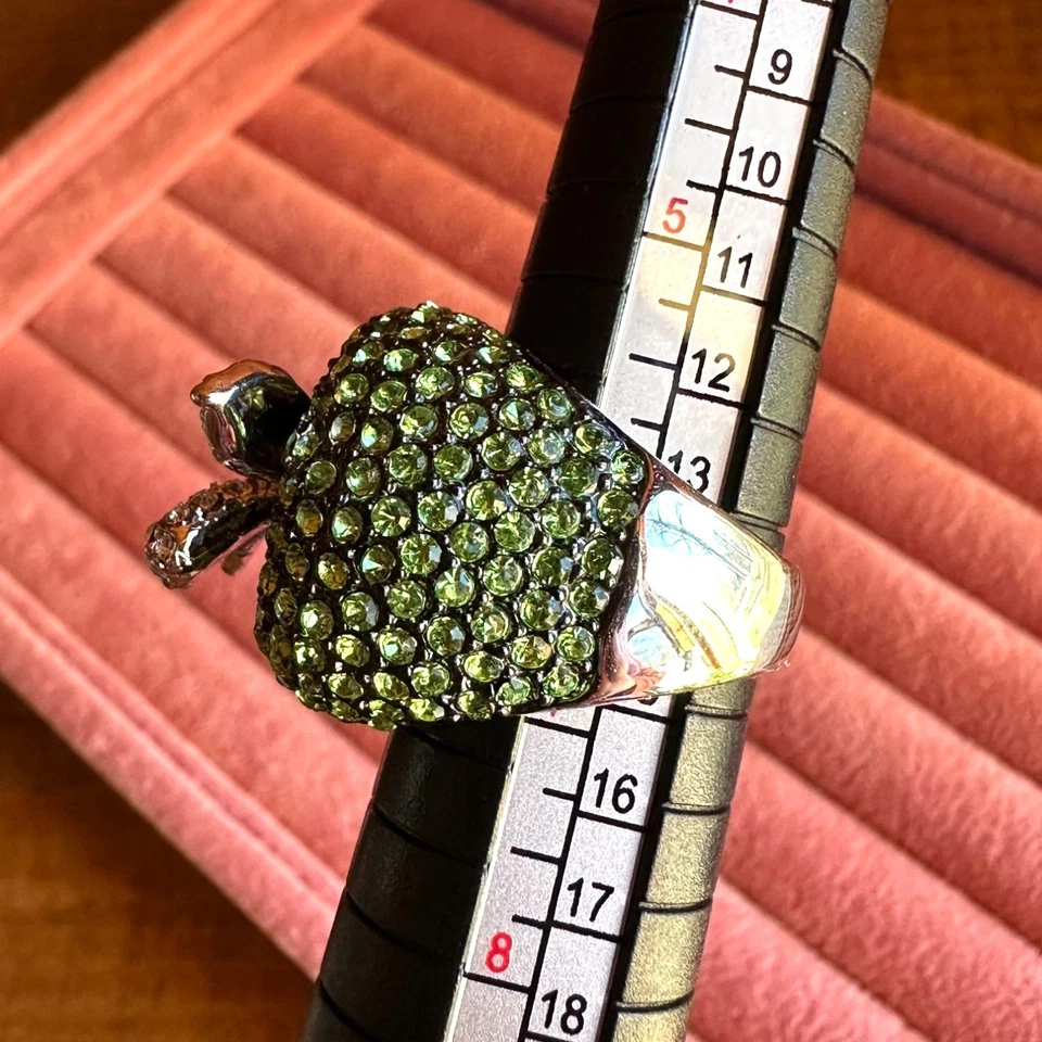 Park Lane ювелирных изделий Applelicious сняты с производства зеленый и белый кристалл яблоко кольцо размер 7 - Изображение 4 из 4