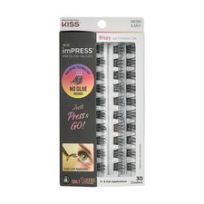 KISS imPRESS Falsies Self Adhesive Eyelashes Refill Pack, Wispy, 30 Clusters