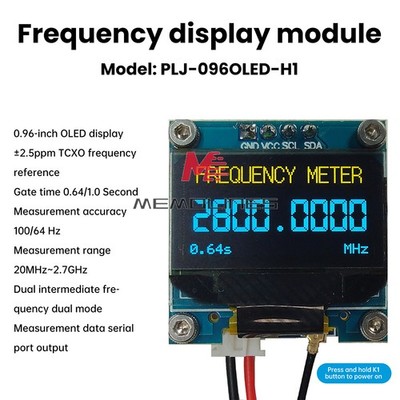 0.96-inch OLED Display RF Frequency Meter 2.7GHz/100MHz Signal Frequency Counter