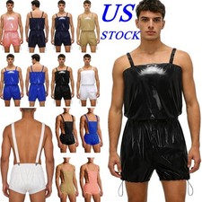 US Mens Diapers Incontinence Bodysuit Reusable Panites Special Need Bib Jumpsuit