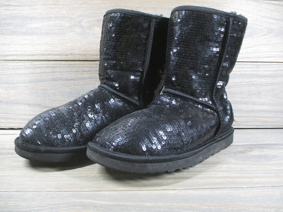 UGG Australia Boots Womens Size 6 Sequin Classic Short Sheepskin Winter Warm - Image 2 of 4