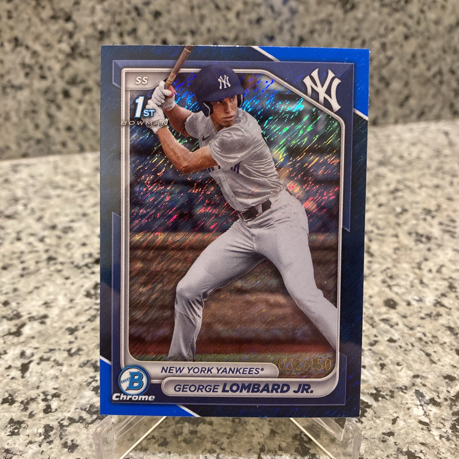 GEORGE LOMBARD JR 2024 Bowman Chrome Blue Shimmer Refractor /150 1st Yankees