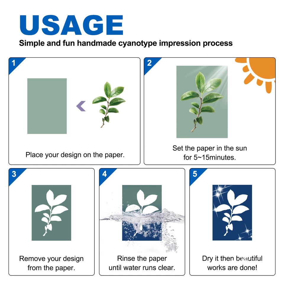 Papel cianotipo, kit de papel de impresión solar de 12 hojas papel artesanal rojo 8,3 x 5,8" Foto 4 de 4
