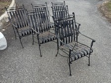 Six Wrought Iron  Vintage Garden Chairs Deck Pool Dining Arm  Hand Hammered