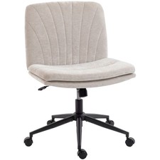 HOMCOM Criss Cross Chair with Wheels, Armless Wide Office Chair, Beige