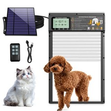 Large Size Automatic Dog Door Cat Door Solar - Powered Doggy Door Opener, Tim...