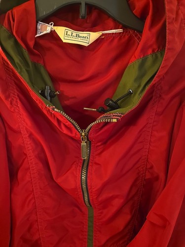 Vtg LL bean mens xl Tall Anorak windbreaker 1/4 zip hooded red multi - Picture 2 of 6