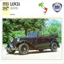 1937 Lancia Augusta Cabriolet Trading Card - Monocoque V4 Unibody Italy 1937 Lancia Augusta Cabriolet Trading Card - Monocoque V4 Unibody Italy