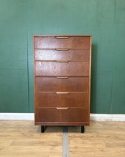 Mid Century Teak Tallboy Chest Of Drawers By Austin Suite-Courier Delivery 