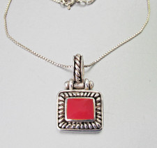 Collana con ciondolo vintage in argento sterling corallo rosso stile Bali