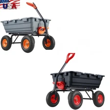 800 Pound Capacity Heavy Duty Poly Yard Dump Utility Cart Wheelbarrow Gardening