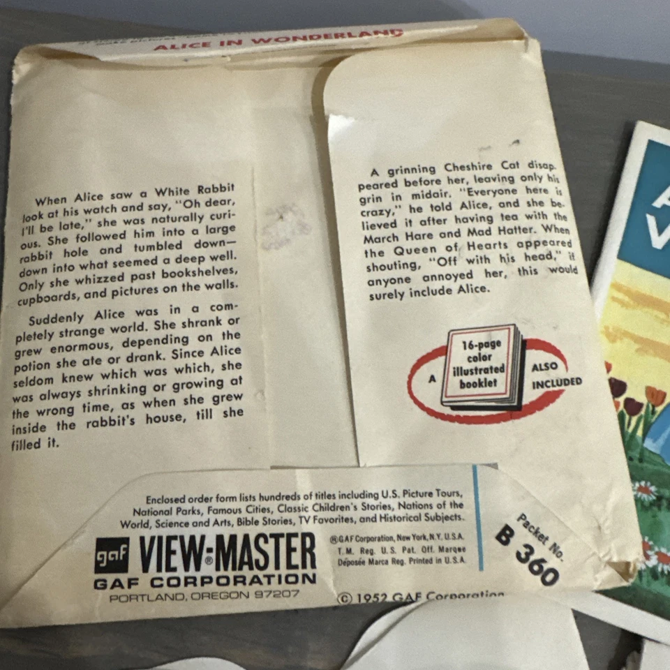 gaf B360 Alice in Wonderland Classic Tales Stories view-master Reels Packet - Image 3 of 4