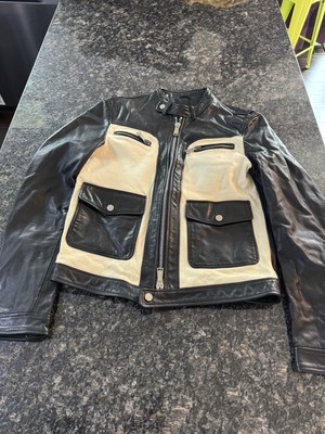 DSQUARED2 Kiodo pelle bovina calf Jacket color Black & white sz IT 50