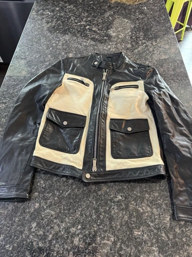 DSQUARED2 Kiodo pelle bovina giacca vitello colore bianco e nero tg IT 50