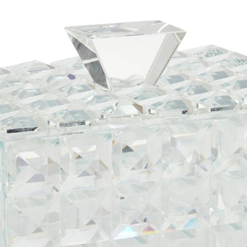Tuli 6 1/2"W Clear Glass Rectangular Jewelry Box with Lid - Picture 2 of 5