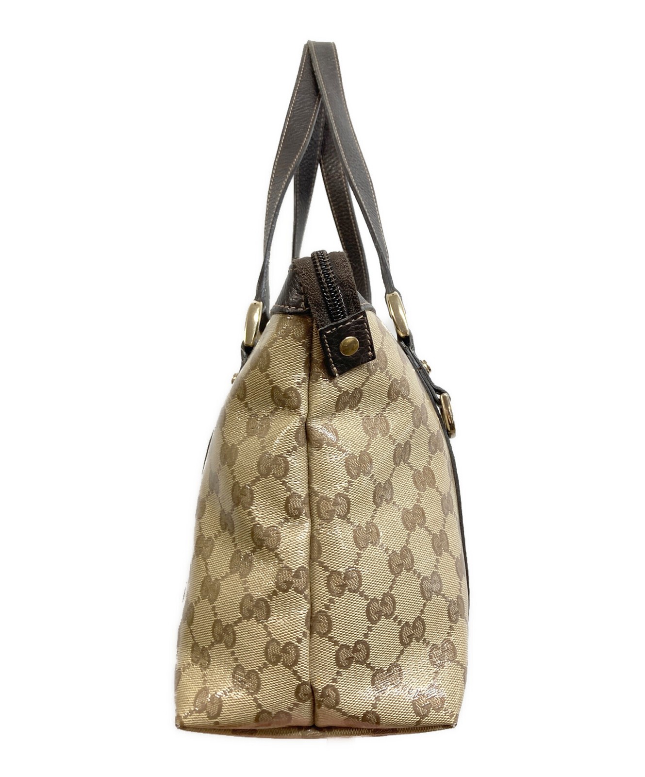 Gucci GG Crystal Tote Bag Beige 268640 Nylon Leather Handbag Italy SN2571 thumbnail 3