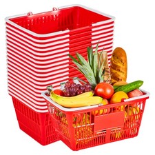 Uimoso Set of 20 Stackable Red Plastic Shopping Baskets with Handles