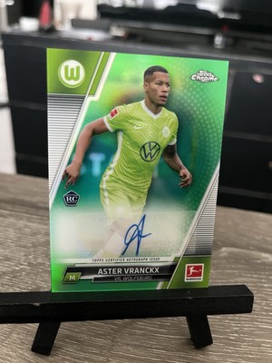 Aster Vranckx 2021-22 Topps Chrome Bundesliga Green Refractor RC Auto /99