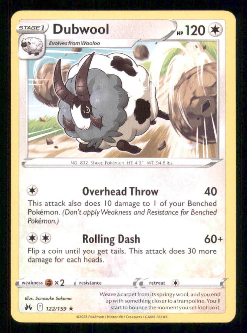 Dubwool 122/159 Rare Crown Zenith Pokemon Lightly Played