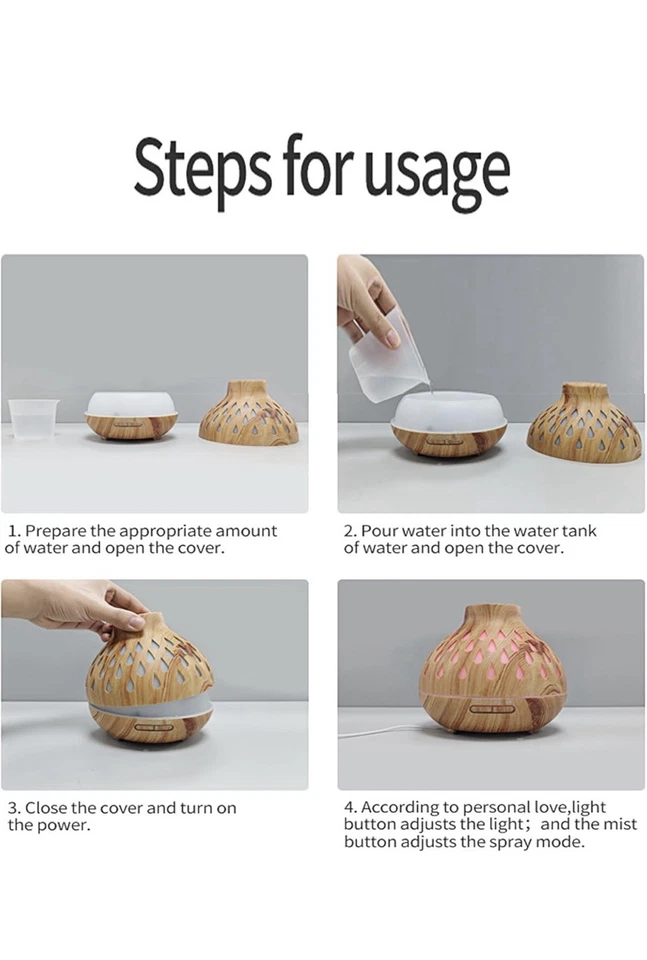 500ml Aroma Diffuser for Essential Oils Humidifier For Room 7 Color-Changing LED - Image 3 of 4