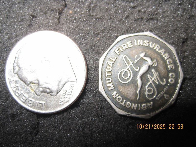 ABINGTON MUTUAL FIRE INSURANCE  ABINGTON MA Sterling Silver Golf Ball Marker
