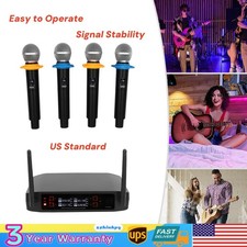 Pro 4 Channel UHF Wireless Audio Microphone Cordless Handheld Mic System Party
