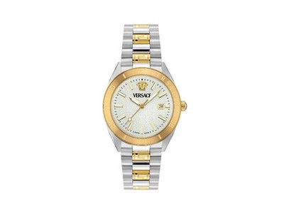 Versace V Dome Quartz Uhr, Silber, 42 mm, Shapir-Glas, VE8E00424