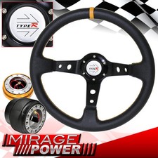 For 04-06 Xa Xb Black Steering Wheel Yellow Stitch Type R Gold Quick Release For 04-06 Xa Xb Black Steering Wheel Yellow Stitch Type R Gold Quick Release