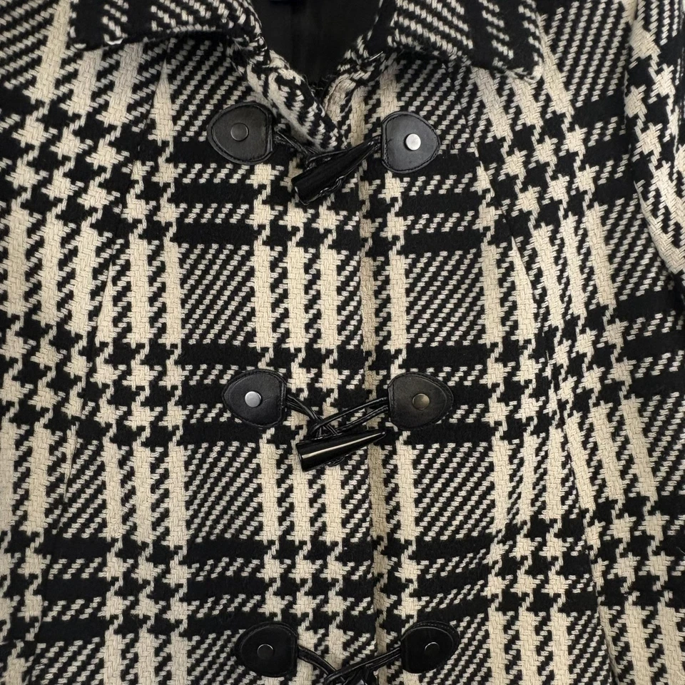 Abrigo Lands End para mujer 16 negro blanco pata de gallo palanca mezcla de lana lona V3635 Foto 4 de 4