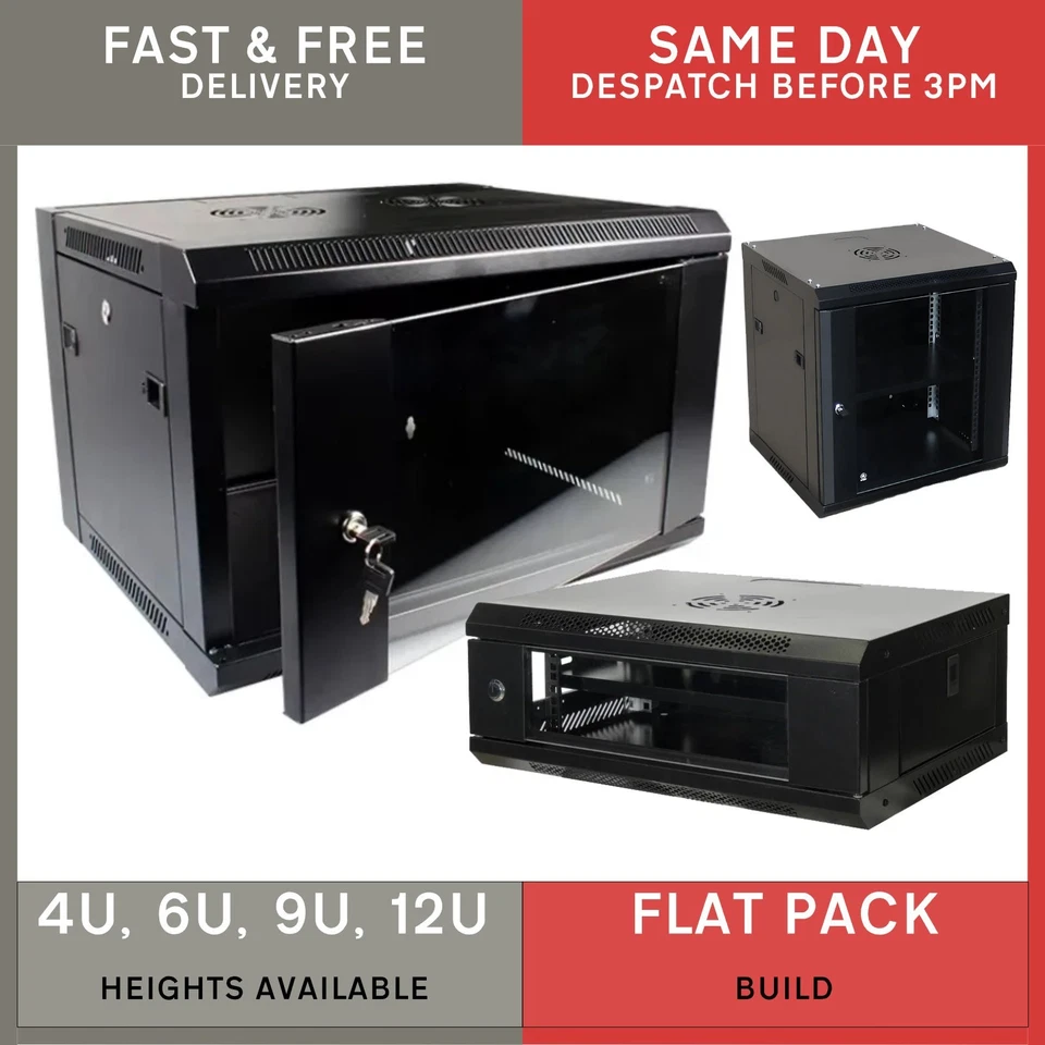 4HE 6HE 9HE 12HE Netzwerk Datenschrank - Wandmontage Server Rack flach verpackt - Bild 4 von 4