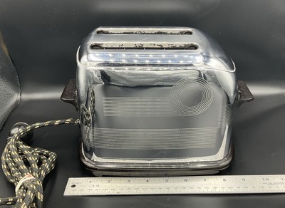 Vtg Toastmaster Art-Deco Toaster model 1B8 Stainless 2 Slice 7.5 Foot Cord WORKS