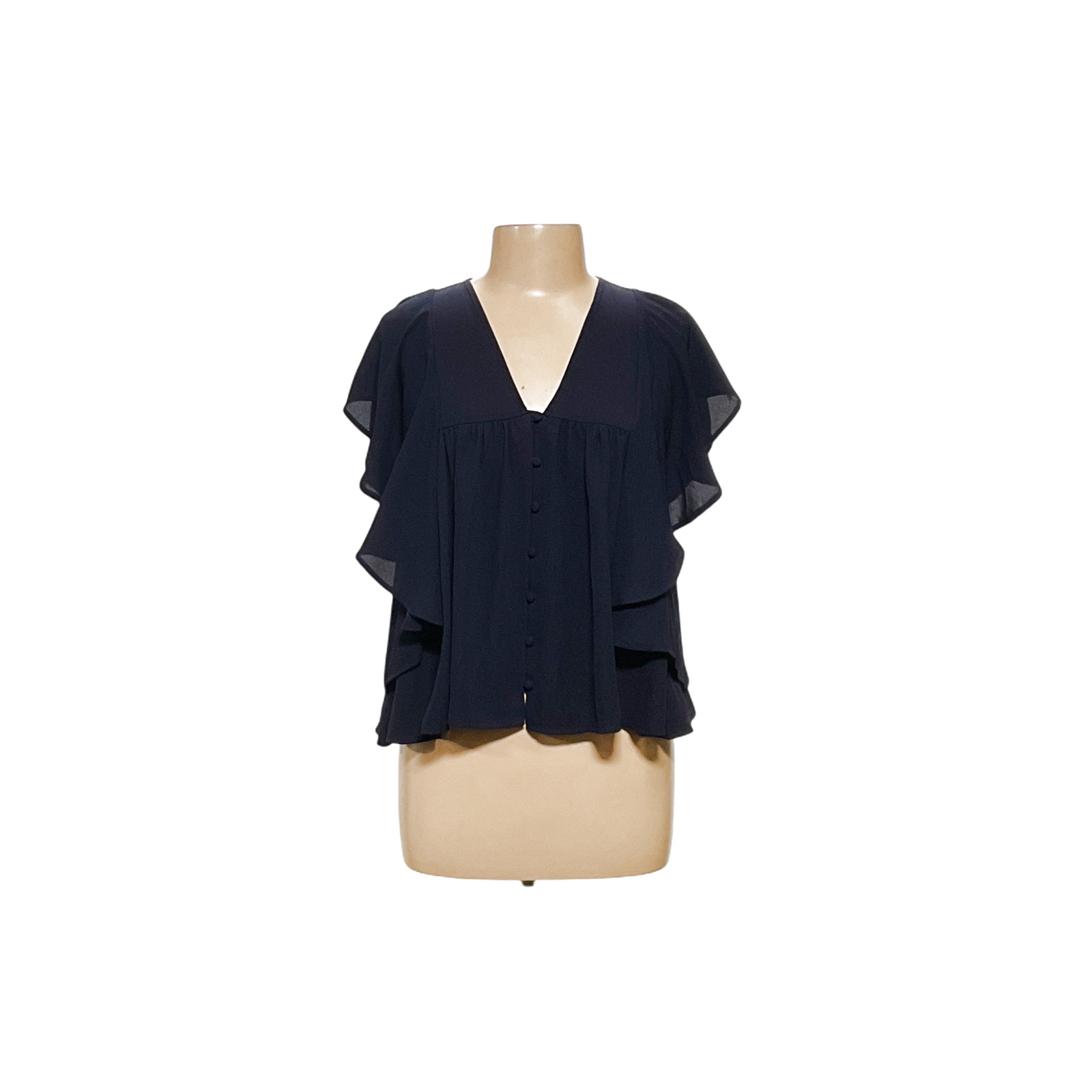 Express Blue Polyester Women's Button-Up Top - image 1