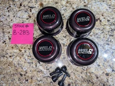 (4) Weld Racing 605-5073B Wheel Center Caps 5-Lug 3.16x2.20 w/TR412 Valve Stems