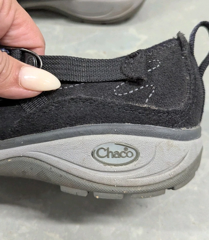 ZAPATOS CÓMODOS CHACO PETALUMA Negro 8.5 Gamuza Mary Jane Trail Senderismo Foto 4 de 4