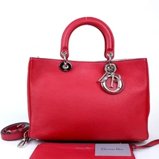 DIOR Diorissimo VIP Mini Bag (Fiery Red Calfskin, Pale Gold Hardware)