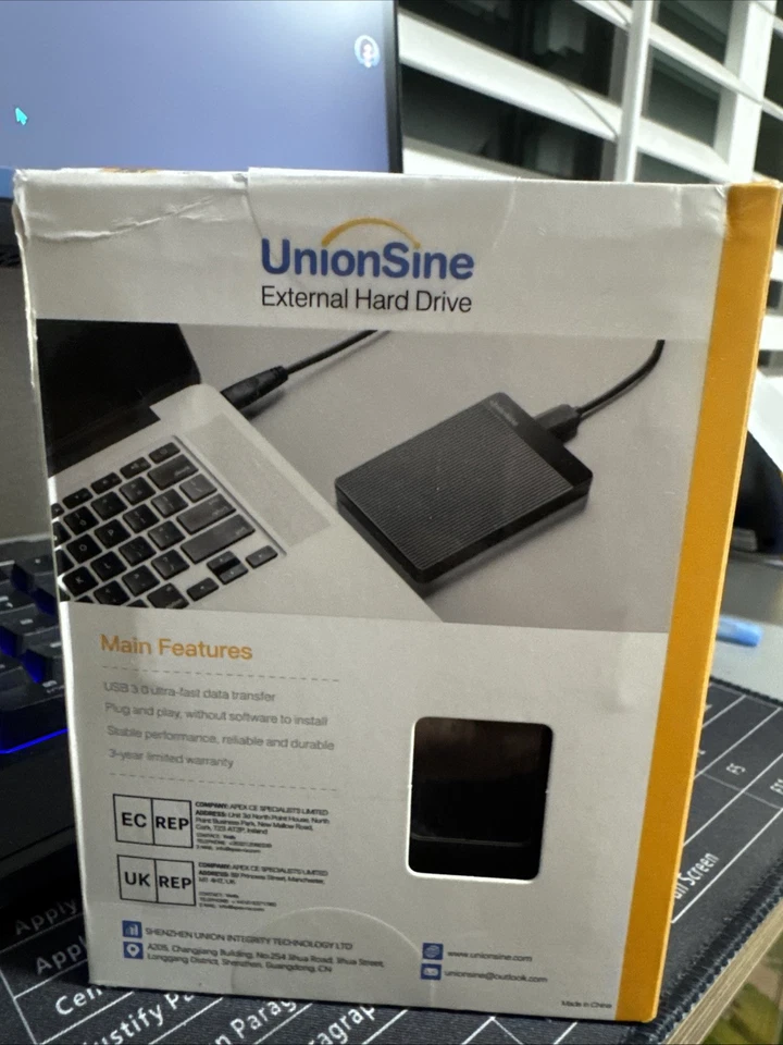 UnionSine 750GB 2.5" Ultra Slim Portable External Hard Drive HDD-USB 3.0 for PC, - Image 2 of 3