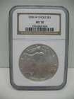 2006 W AMERICAN SILVER EAGLE $1 NGC BROWN LABLE MS 70